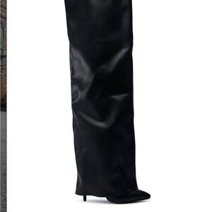 AZALEA WANG AGUILAR BLACK THIGH HIGH SUSPENDER BOOT - 7.5